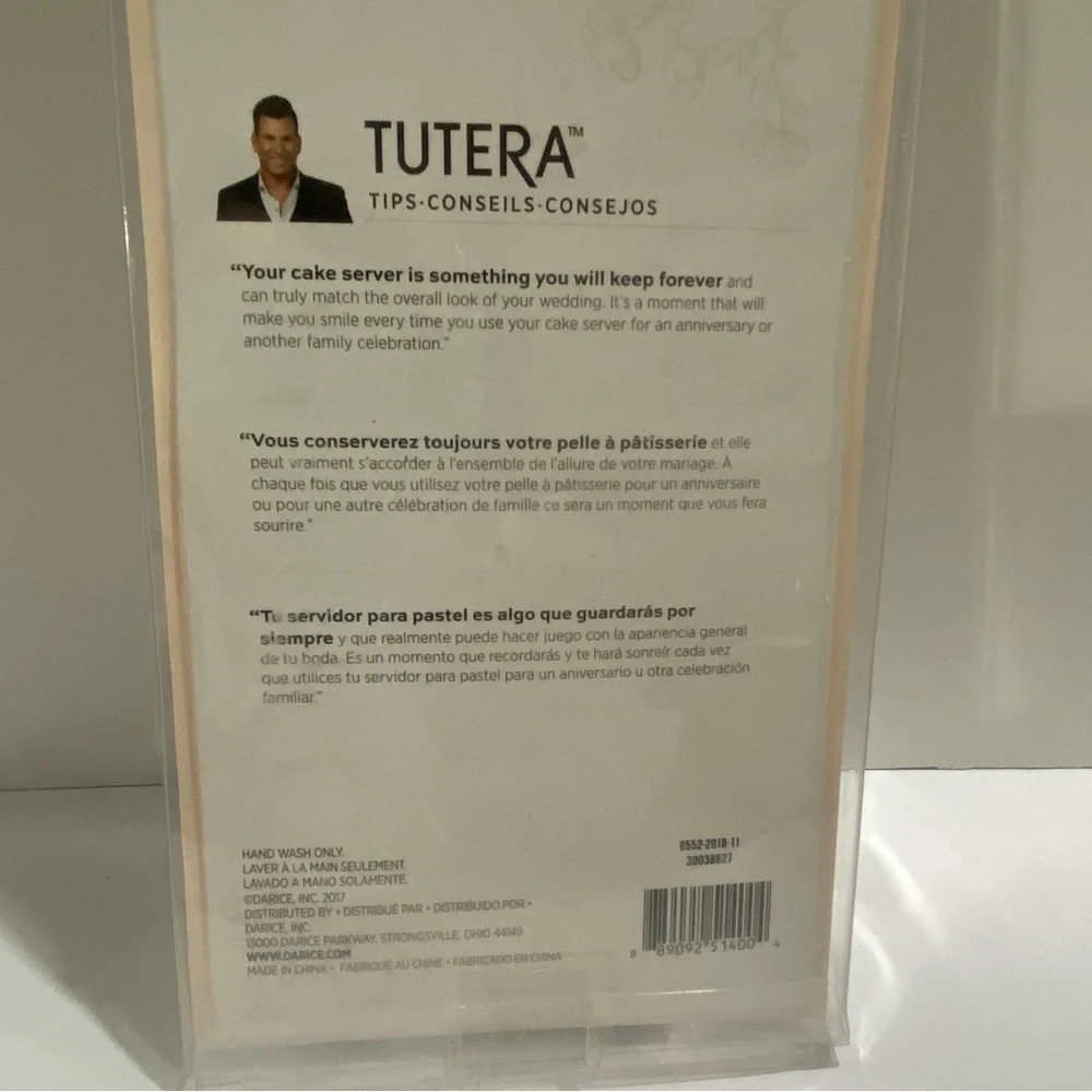 David Tutera Gold Cake Knife & Server Set Wood Handles Wedding Movie Prop NEW